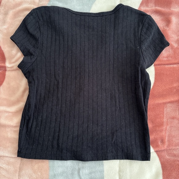 Cotton On Black Ribbed Short Sleeve Top - Picture 3 of 3
